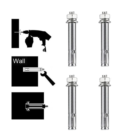 Hex Head Sleeve Anchor M6 X 60mm In 304 Stainless Steel For Pad Eye Plate Ceiling Hooks And Hanging Hardware Expansion Bolt One Quarter Inch, Set of Four with installation diagram.