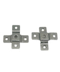 Two stainless steel shock absorber hinges with mounting holes, 360° rotation