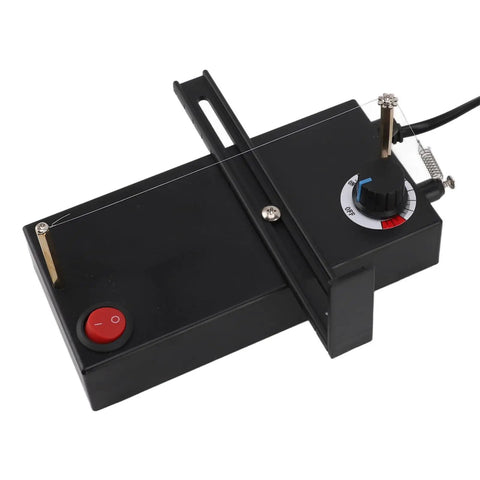 Electric Heat Ribbon Cutter With Adjustable Temperature, on-off switch, compact 110V US plug, easy one-hand use for crafting.
