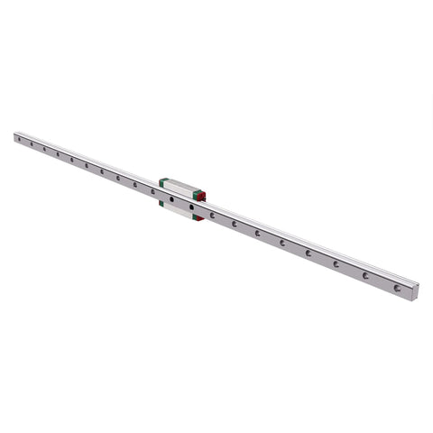 MGN12H 450mm Linear Rail Guide with Sliding Block for CNC routers, lathes, mills, stainless steel, rubber end stops, 12mm width, 8mm height