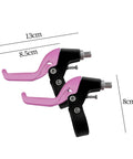 Pink Kids Bike Brake Lever Set for Small Hands Easy Three Finger Pinch Handle Childrens Bicycle Brake Lever 13cm 8cm