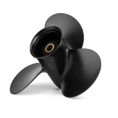 Nine And A Quarter Inch Propeller With Nine Pitch For Mercury Four Stroke Outboard Motors Fourteen Spline Right Hand Rotation Three Blade Aluminum Propeller Nine Point Two Five Inch Diameter By Nine Pitch For Boats Under Fifty MPH
