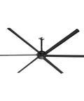 Heavy Duty 12 Ft Industrial Ceiling Fan With Six Blades And Whisper Quiet Gearless Direct Drive Motor Sharp Stealth Black Finish ceiling view.