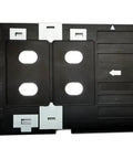 Three Pack PVC ID Card Replacement Tray Made For TX720 And PX660 Printers, solid black design with card slots.