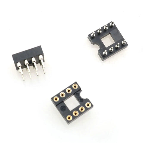 DIP IC Socket 2.54mm Pitch 8 Pin 2 Row Soldering Adapter Pack Of 20 For Prototyping And Repairs with black and silver finish