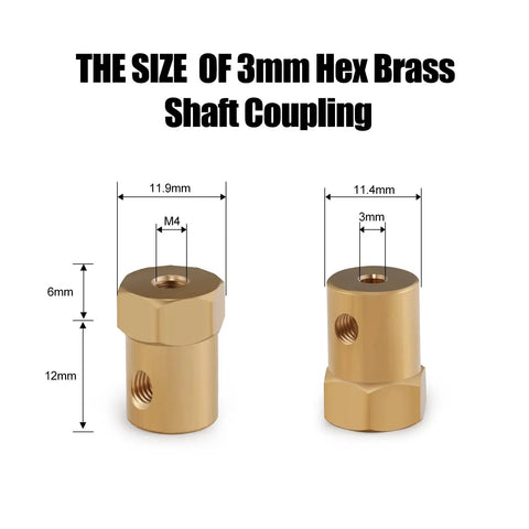 4 Pack Hex Couplers With 4mm Bore Brass Shaft Couplings For RC Cars And Model Motors, Durable Shaft Linkage Reducing Vibration At High Speed, Includes 8 M4 Screws And 2 Hex Wrenches For Quick Install. 3mm hex brass shaft coupling dimensions