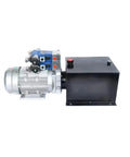 Heavy Duty 220V Hydraulic Power Unit With Custom Piston Cylinder And Double Acting Pump showing electric motor and control block.