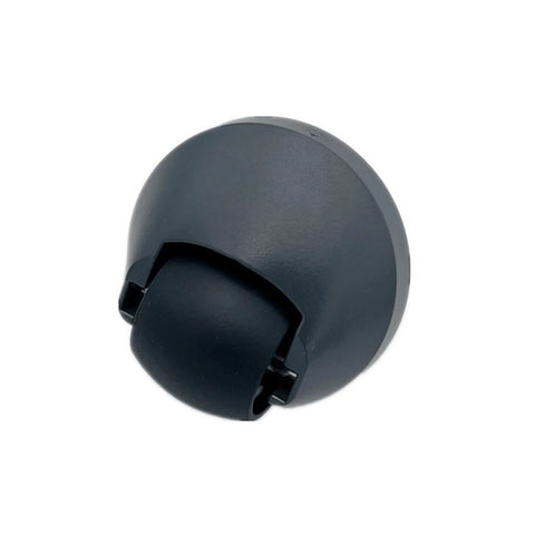 Close-up of black front omni-directional wheel caster for Roborock robot vacuum.