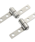 Premium Large 360 Degree Rotation Torque Hinge Set Smooth Zero Friction Swing Heavy Duty Left Right Pair Quick Install Screen Hardware Built Tough To Glide Like Butter, showing steel hinges with mounting holes.