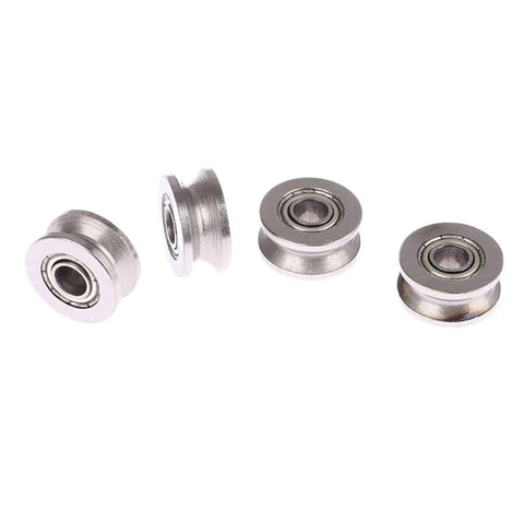 4 metal V groove sealed ball bearings, part of 10 Pack V624ZZ V Groove Sealed Ball Bearings 4X13X6MM Rock Solid Track Rollers.