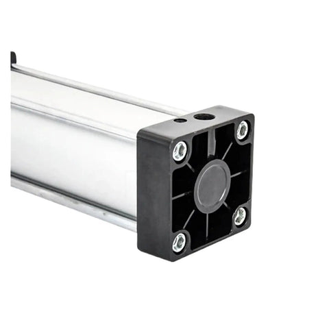 Heavy Duty Double Acting Pneumatic Cylinder With A Solid 250 Millimeter Bore Built For Tough Job Sites And Factory Floors Delivering Smooth Air Powered Performance Without Breaking A Sweat end cap view showing mounting holes and sleek design.