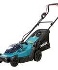 Smooth Operator 18V Li Ion Cordless Lawn Mower With 330mm Two Tooth Mulching Head Tool Only, side view with foldable grip.