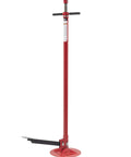 Three Quarter Ton Underhoist Support Stand With Foot Pedal, heavy duty, large base, bearing mounted spin handle, red metal stand for vehicle support
