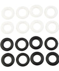 Top Notch Adjustable Plastic Eyelet Fasteners With 15 Millimeter Inner And 28 Millimeter Outer Fit Perfect For Canvas Repair And Fabric Patching In A Hella Strong 50 Piece Kit, featuring 8 black and 8 white eyelet fasteners.