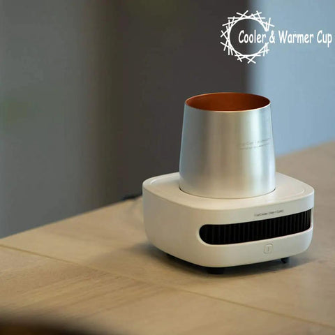 Keep Your Morning Sip Hit The Spot With This Versatile Travel Coffee Mug Warmer That Heats Or Chills Drinks Quickly Ideal For Commutes Desk Work And Home Offices on a wooden table.