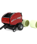 One Sixteenth Scale Case IH RB565 Round Baler Diecast Farm Toy With Two Round Bales, Working Bale Chamber, Rubber Wheels