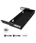 Heavy Duty Under Desk Drawer Slide Out Smooth Glide Hidden Counter Storage For Office And Home Sit Stand Workstation Slick Black Metal showing installed pullout drawer.