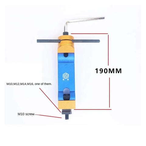 Universal Adjustable Work Stop Locator Built Tough For Cnc Mill And Lathe Machinery featuring blue and gold design, 190mm size.