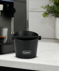 Espresso Knock Box With Silicone Rod And Anti Slip Base, 6 Inch Durable Barista Grade Coffee Grounds Bin on kitchen counter