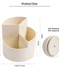 360 Degree Rotating Pen Holder With Three Slots, Desk Organizer For Pens Pencils Markers Rulers And Small Art Supplies, Easy Access Spin Cup For Office School Or Home White, with dimensions labeled