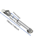 Smooth Acting Gas Strut Cabinet Hinge With Safety Lift Support And Reliable Soft Close Function For Toy Boxes And Cabinets, Durable Stainless Steel Core, Easy No Sweat Install, 2 Piece Set, showing dimensions.