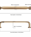 10 Pack 5 Inch Champagne Bronze Cabinet Handles for cupboards and drawers with dimensions and installation details