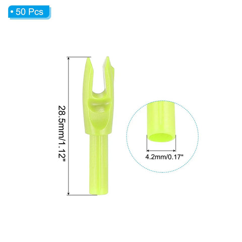 4.2mm Arrow Nocks 0.165 Inch 50 Pack Insert Nocks For Hunting Arrows Fits Compound Bow And Recurve Bow Yellow Durable Groove