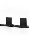 Adjustable Double Clip Floor Guide for Sliding Barn Door, premium plastic, shown in side-by-side view without screws or door track.