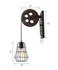 Rad Industrial Wall Sconce With Vintage Metal Cage Shade For Living Room Bedroom Kitchen Hallway And Bathroom Black Surface Mount Ceiling Light, measuring 12 by 9 by 1 inches with an 8-inch hanging cage.