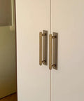 5 Inch Antique Brass Cabinet Pulls With Backplates 2 Pack Beefy Heavy Duty Solid Metal Handles on white cabinet doors