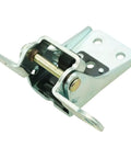Heavy Duty Rock Solid Door Hinge Assembly Four Piece Replacement Kit For Front Driver And Passenger Upper Lower Sides Super Easy Install Zero Drama Fix close-up of hinged door part with silver steel finish
