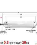 Technical diagram of 32mm Bore 150mm Stroke Pneumatic Air Cylinder Double Acting With PT1/8 Port showcasing dimensions and features.