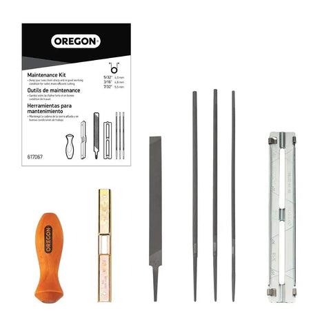 Universal Chainsaw Field Sharpening Kit With Round Files In Five Thirty Second Inch Three Sixteenth Inch And Seven Thirty Second Inch Plus Flat File Handle Filing Guide And Pouch For On The Job Pro Grade Sharpening