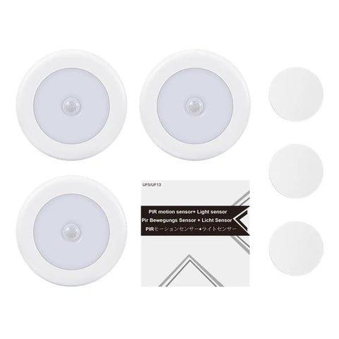 Upgraded 3.15 Inch Wireless Motion Sensor Light Cordless Battery Powered No Wires Needed Stick On LED Night Light For Closet Stair Hallway Under Cabinet And Kitchen Warm White Pack Of 3