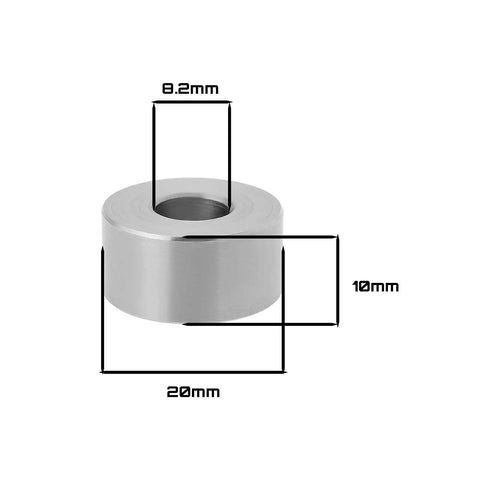 8Pcs 304 Stainless Steel Spacer Sleeves M8 Unthreaded Bushings Gaskets ID 8.2 X OD 20mm, Height 10mm dimensions diagram