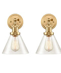 Industrial Brass Swing Arm Wall Sconces Two Pack For Headboard Bedroom And Bathroom Hardwired Or Plug In Glass Clear Lamps