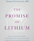 Cover of 'The Promise of Lithium' book on over-the-counter supplement for Alzheimer's and Parkinson's with brain silhouette.