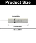 10 Pack 10W 5 Ohm Ceramic Cement Power Resistors Kit, showing dimensions of a single resistor.