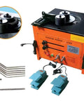 Pro Grade Hydraulic Electric Rebar Bender Built Like A Tank To Bend Steel Rods At One Eighty Degrees With Swappable Rollers handling 6 to 32mm bars.