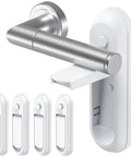 Grab-And-Go Portable Anti-Open Door Lock For Home And Travel with one-touch release shown on interior silver door handle