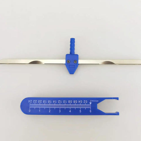 Premium Stainless Steel ECG Calipers For Precise Wave Measuring And Accurate EKG Readouts Durable Anti Rust Arms With Smooth Adjustable Hinge Easy To Open And Close Fits Various Waveform Intervals Pro Grade Build Ideal Instrument For Clinicians, blue plastic sleeve and clip