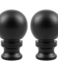 Two Pack Black Lamp Finials With Metal Knob Tops For Lampshades Screw Cap Nut Style Durable Die Cast Aluminum Minimalist Globe Design Decorative Replacement