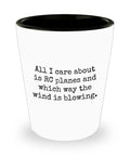 Dope RC Planes Gift Ceramic Shot Glass For RC Aircraft Fans, 1.5 Oz White Ceramic Shot Glass With Black Interior, Dishwasher Safe