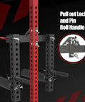 Versatile Lateral Raise Attachment for Plate Loaded Machines with pull out lock, pin, and roll handle detail.