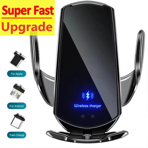 Reliable Wireless Phone Charger And Auto Clamp Mount For Chevrolet Volt Bolt Euv Blazer Ev Air Vent Holder with blue light indicator.