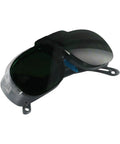Heavy Duty Wrap Around Safety Glasses For Welding And Grinding With Impact Resistant Polycarbonate Lenses, black and clear design.