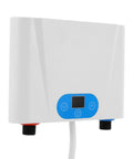 Heavy Duty Electric Tankless Water Heater Pumps Out Straight Up Instant Hot Water On Demand with a Sleek Digital Display showing controls and connections.