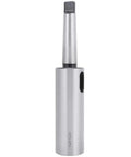 MT3-MT4 Morse taper drill sleeve adapter in steel, front view with side bore.