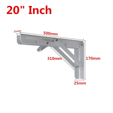 Triangular Wall Bracket Set, 2 Pack Adjustable White Mount 20" Durable Bearing Shelf Bracket, Heavy Duty Steel