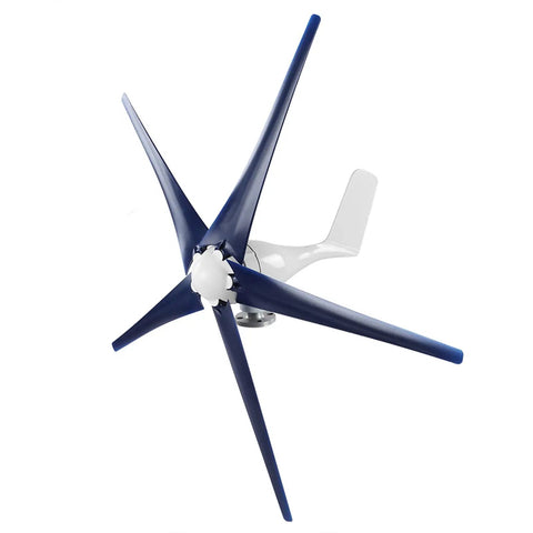 Close-up of 1600W Off Grid Wind Turbine Generator with 5 Blades and 24V System, low noise permanent magnet for residential energy